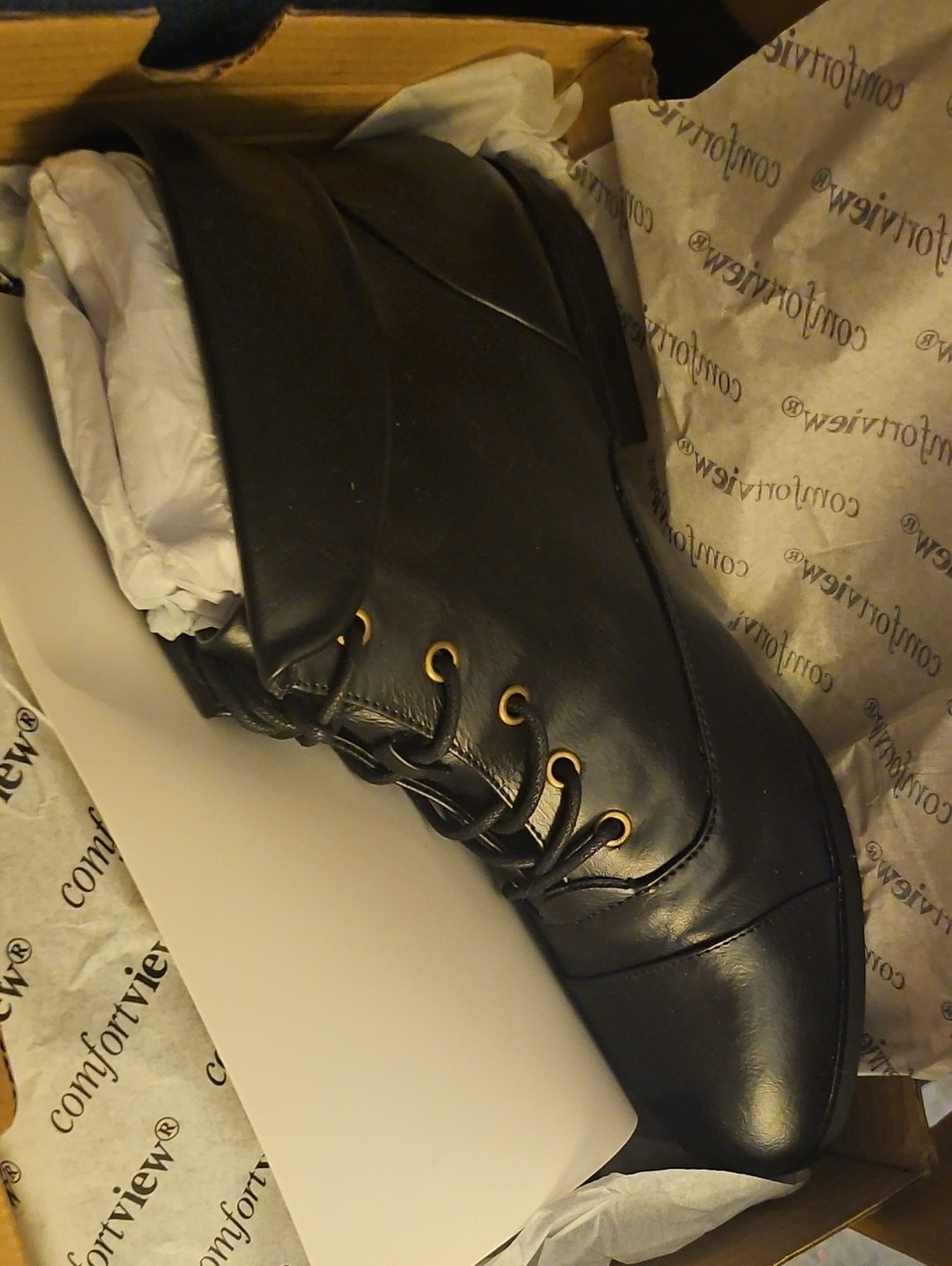 Womens Black Leather Lace-Up Boots Size US 13W